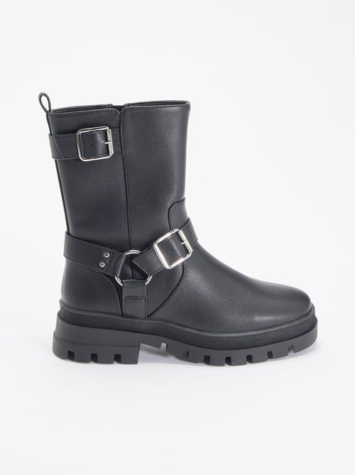 Boots motarde avec sangles fantaisies - Kiabi Boots motarde avec sangles fantaisies - Kiabi