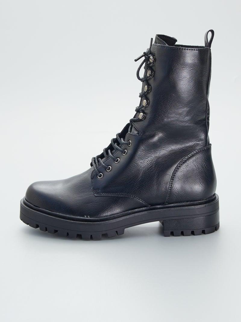 Boots motardes esprit rangers noir - Kiabi