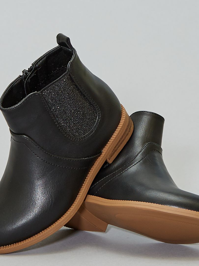 Boots soufflets brillants noir - Kiabi
