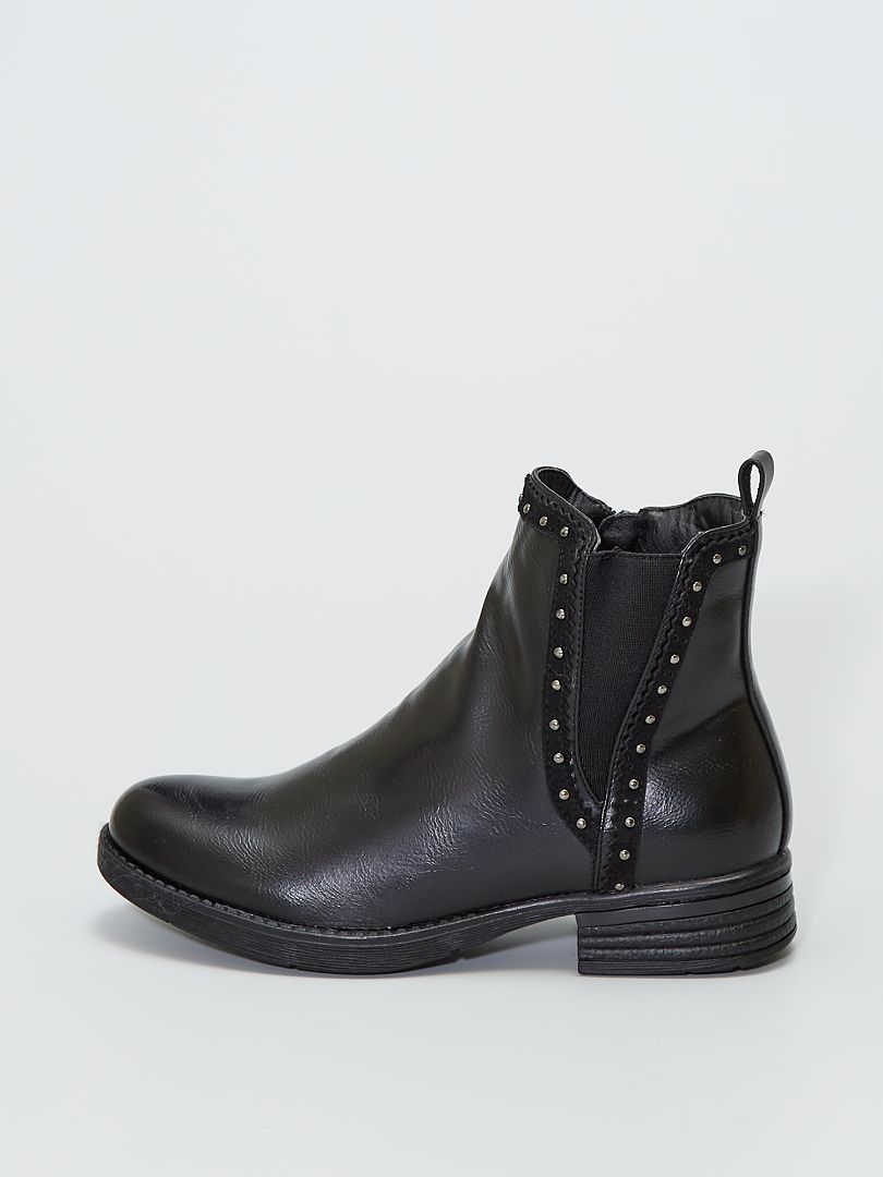 Boots style 'Chelsea' cloutées noir - Kiabi