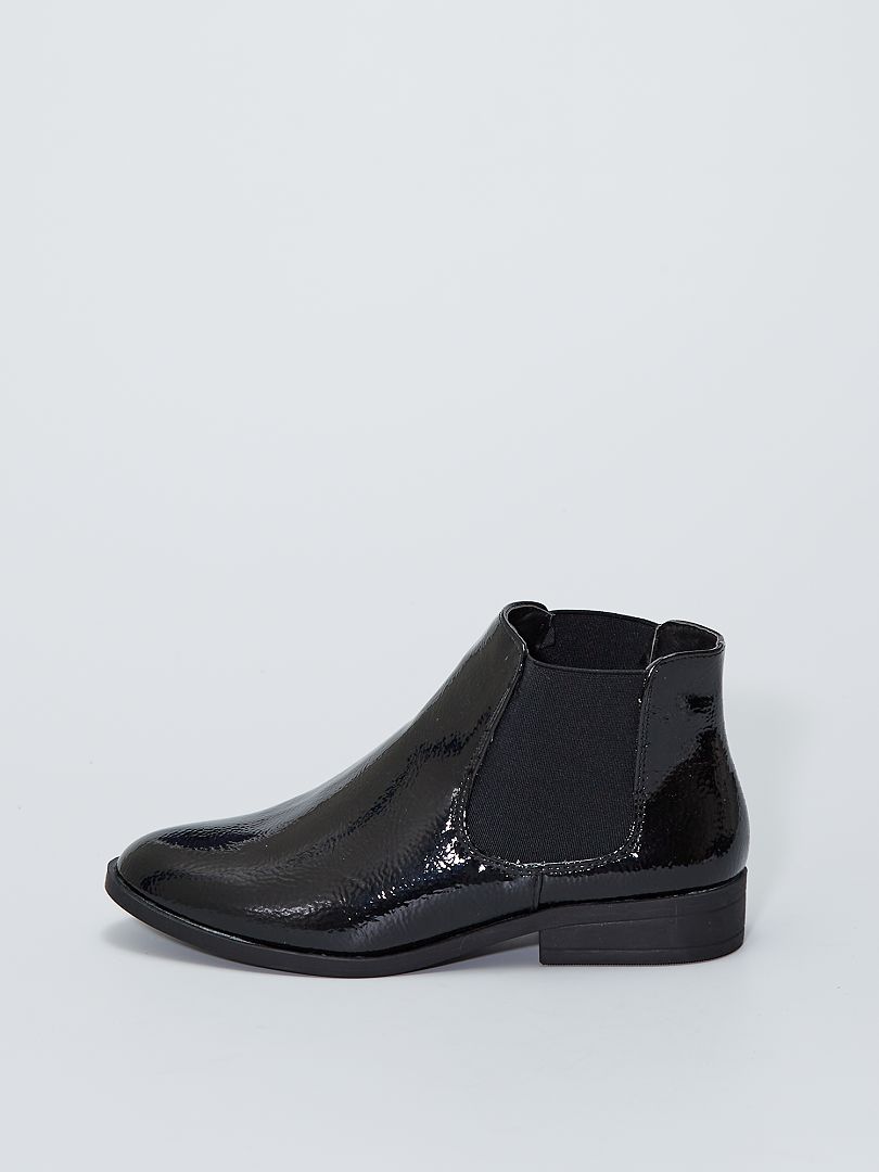 Boots style 'Chelsea' vernies noir - Kiabi