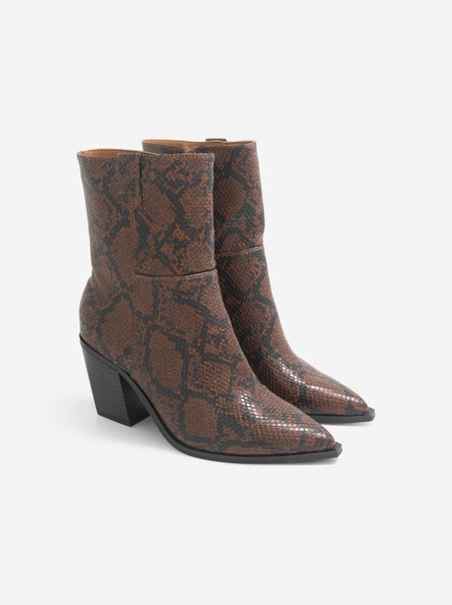 Boots style santiags imitation peau de serpent - Kiabi