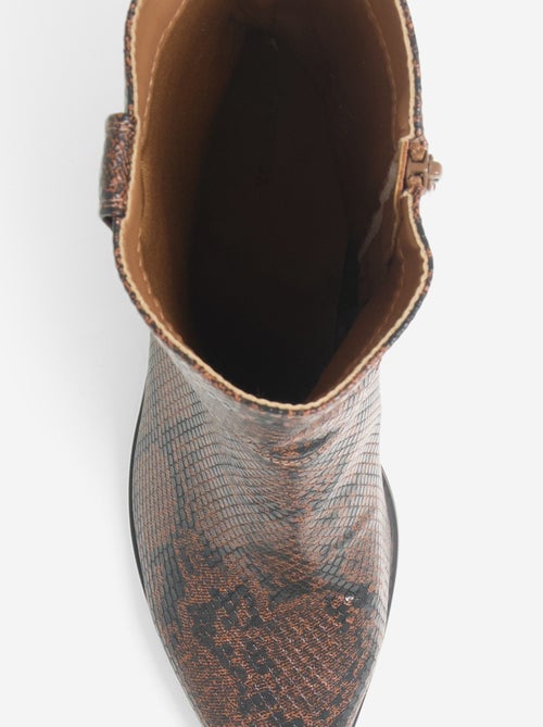 Boots style santiags imitation peau de serpent - Kiabi