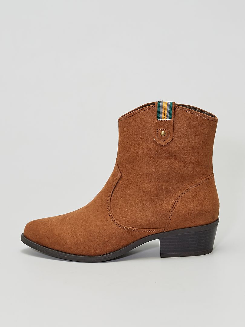Boots style western en suédine marron clair - Kiabi
