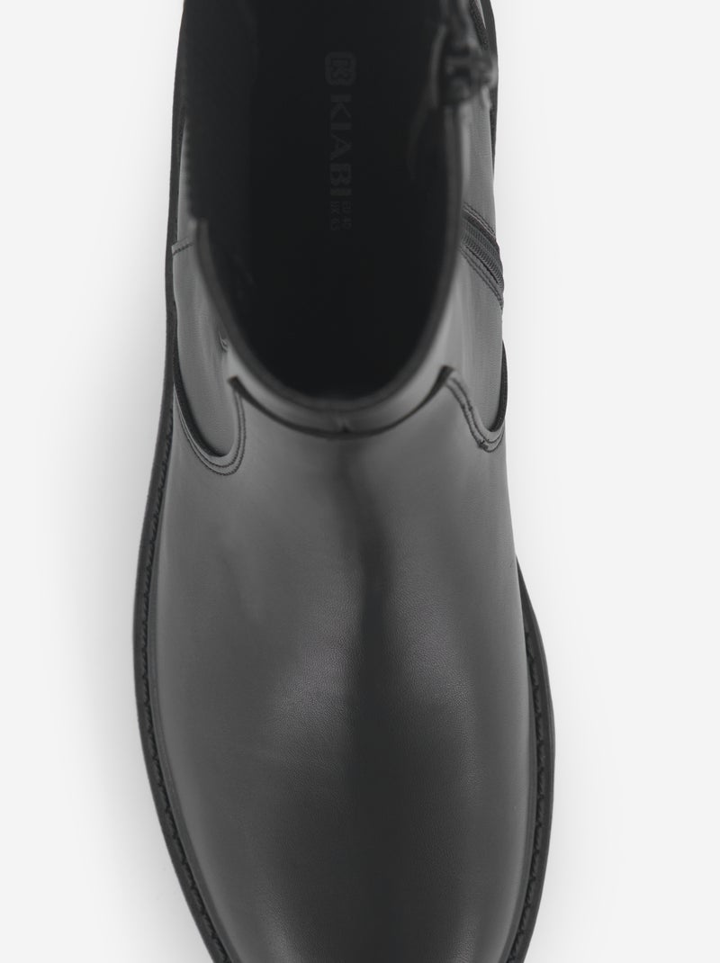 Boots talons plats Noir - Kiabi