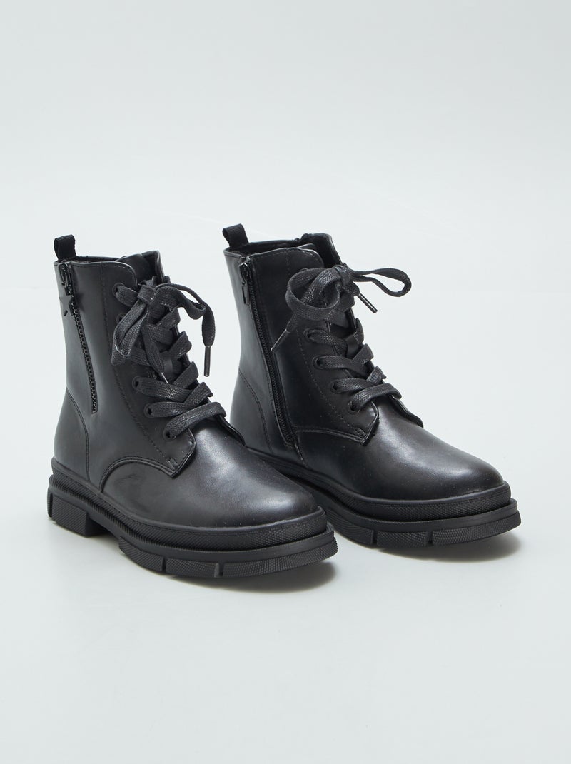 Boots type godillot Noir - Kiabi