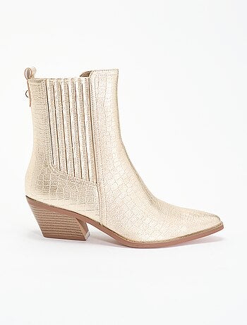 Boots van imitatielakleer met textuur en hakken