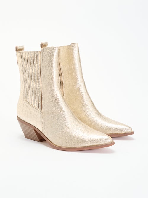 Boots van imitatielakleer met textuur en hakken - Kiabi