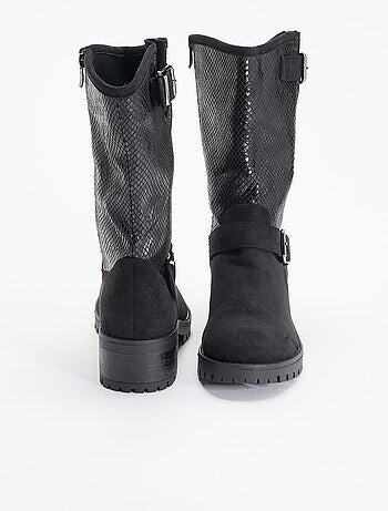 Boots van imitatieleer en suèdelook