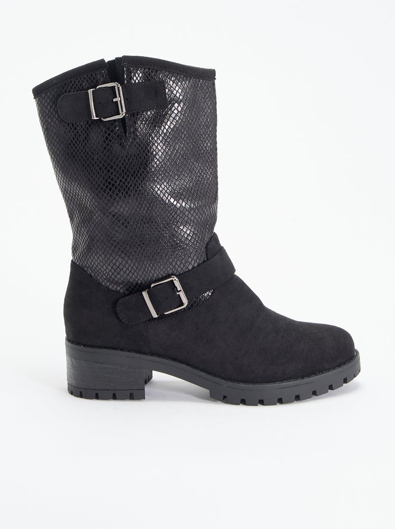 Boots van imitatieleer en suèdelook Zwart - Kiabi