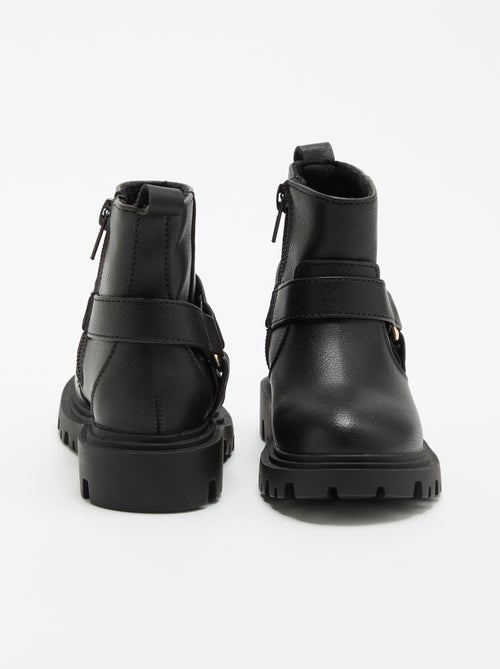 Boots van imitatieleer met bikerband - Kiabi Boots van imitatieleer met bikerband - Kiabi