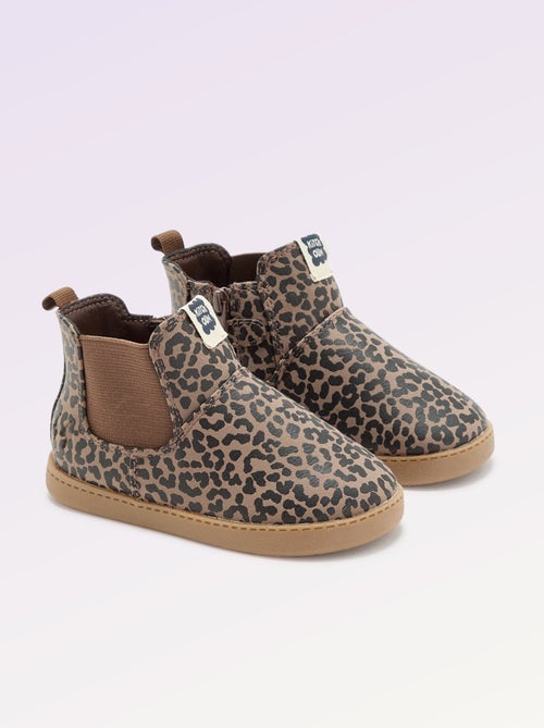 Boots van imitatieleer met elastische inzet - Kiabi