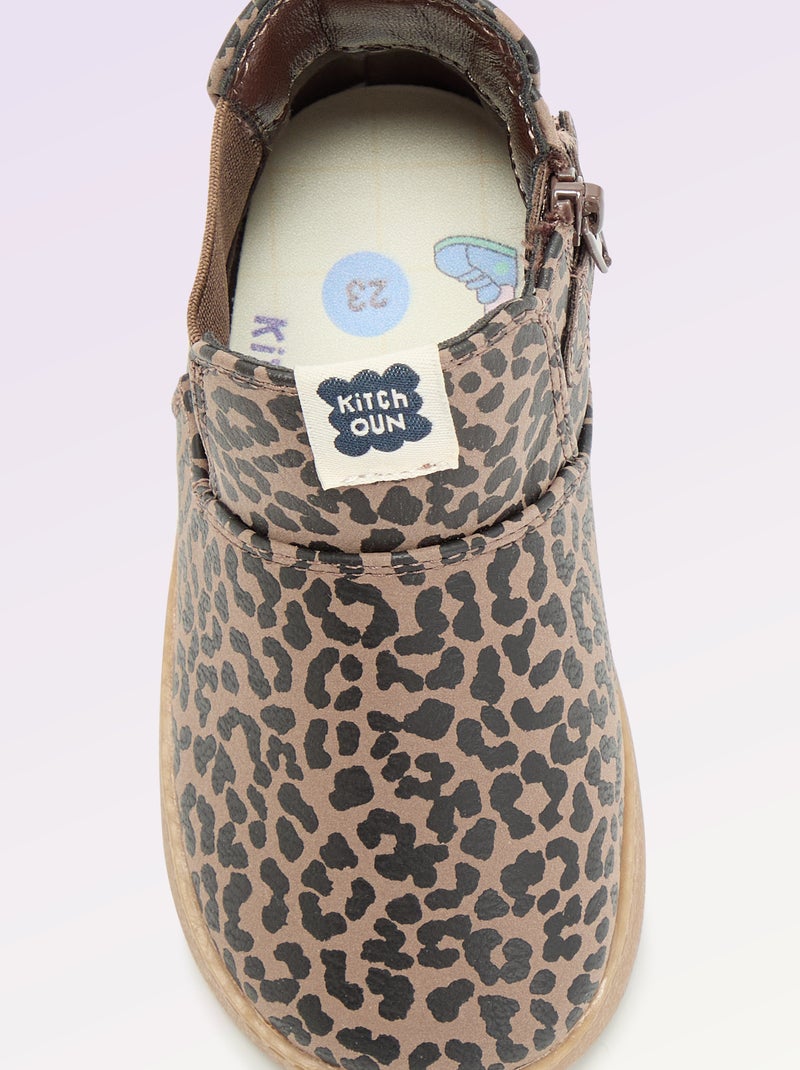 Boots van imitatieleer met elastische inzet Biege - Kiabi