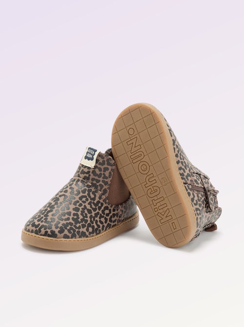 Boots van imitatieleer met elastische inzet - Kiabi