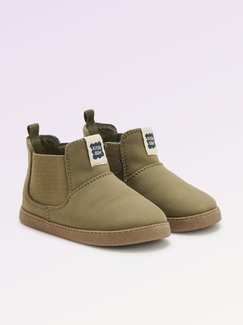 Boots van imitatieleer met elastische inzet - Kiabi