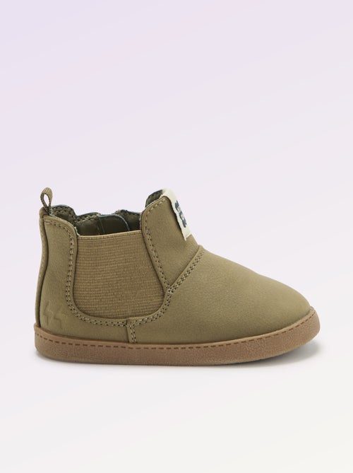 Boots van imitatieleer met elastische inzet - Kiabi