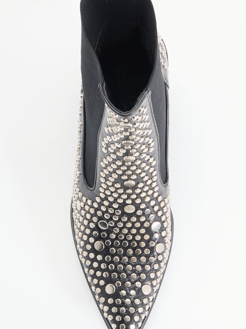 Boots van imitatieleer met studs Zwart - Kiabi