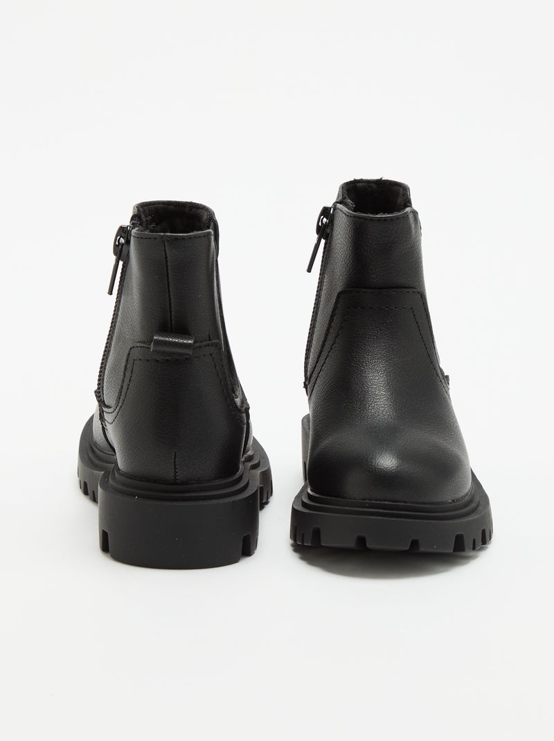 Boots van imitatieleer Zwart - Kiabi