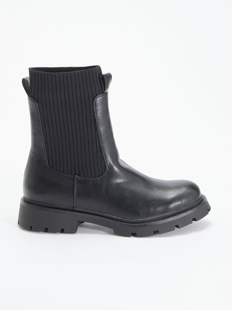 Boots van imitatieleer Zwart - Kiabi