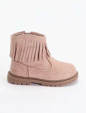 Boots van suède-look met franjes