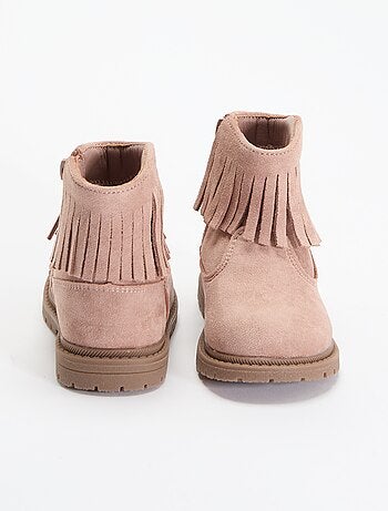 Boots van suède-look met franjes