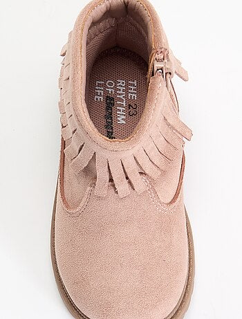 Boots van suède-look met franjes