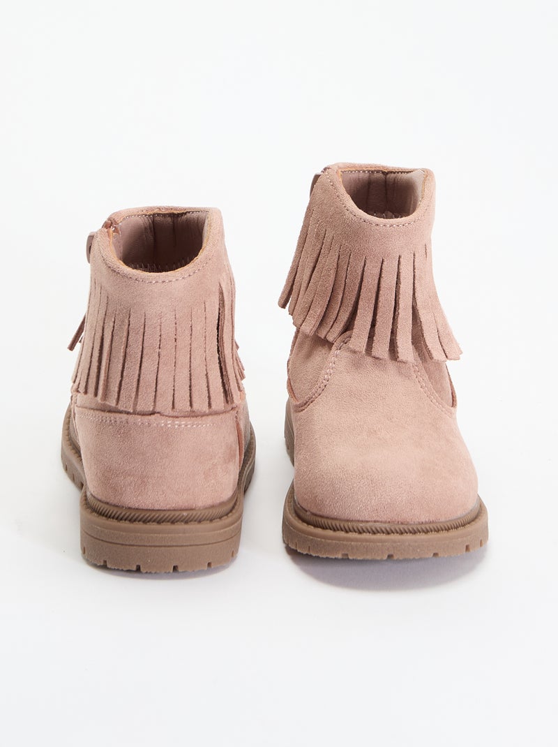 Boots van suède-look met franjes Rose - Kiabi