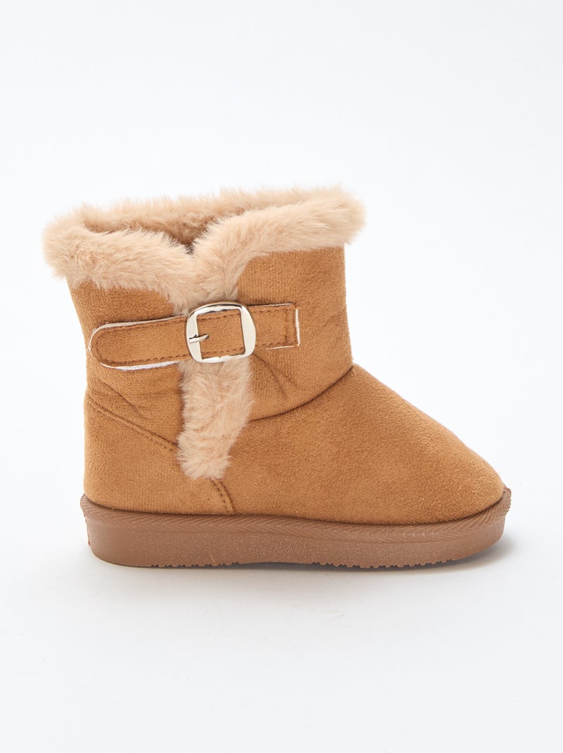 Boots van suedine met binnenvoering Bruin - Kiabi