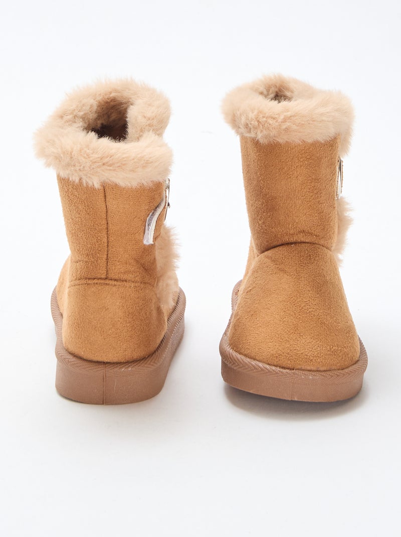 Boots van suedine met binnenvoering Bruin - Kiabi