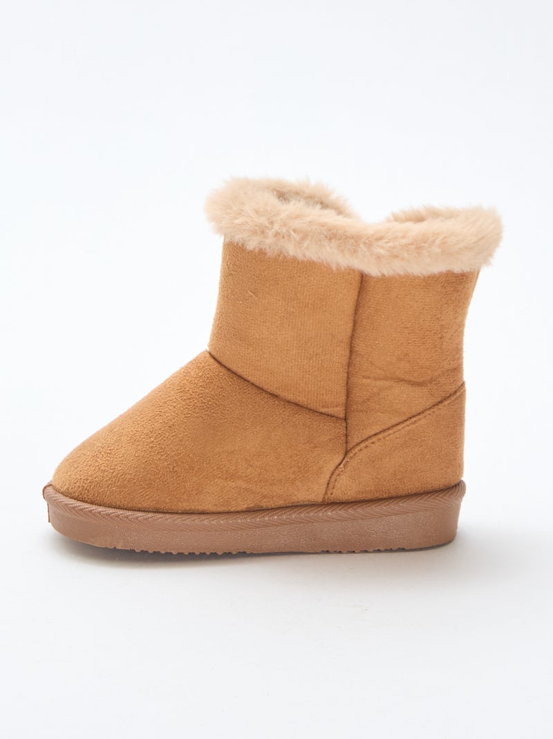 Boots van suedine met binnenvoering Bruin - Kiabi