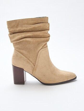 Boots van suèdine met geplooid effect
