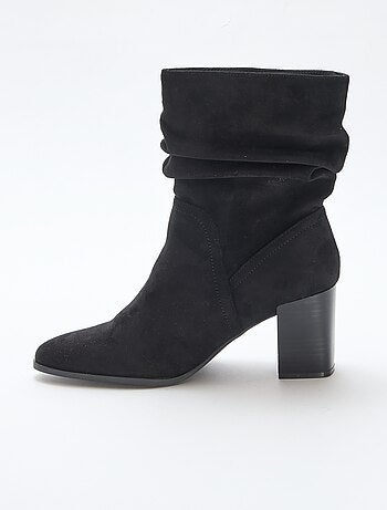 Boots van suèdine met geplooid effect