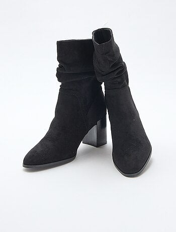 Boots van suèdine met geplooid effect