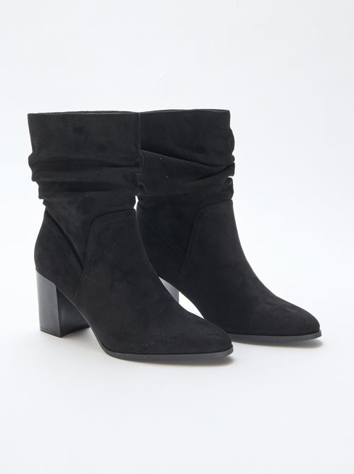 Boots van suèdine met geplooid effect - Kiabi