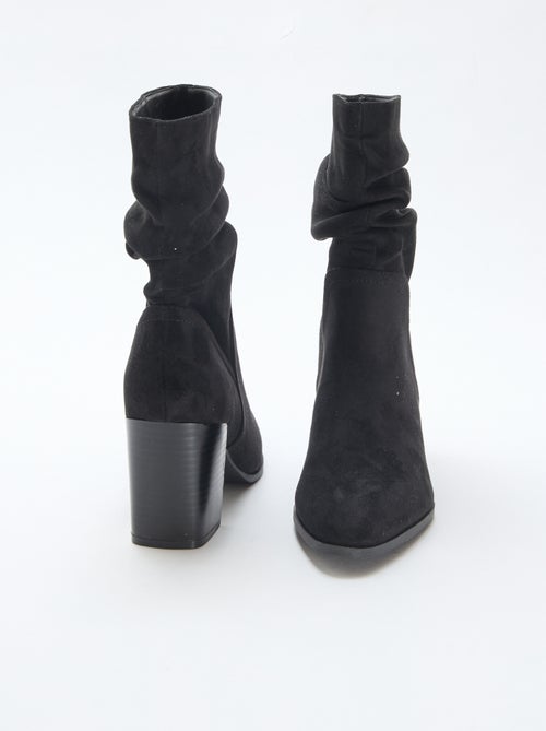Boots van suèdine met geplooid effect - Kiabi