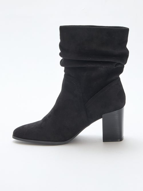 Boots van suèdine met geplooid effect - Kiabi