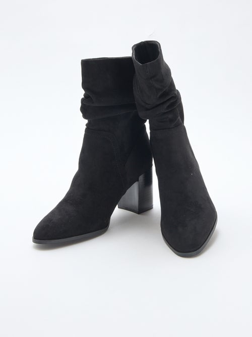 Boots van suèdine met geplooid effect - Kiabi