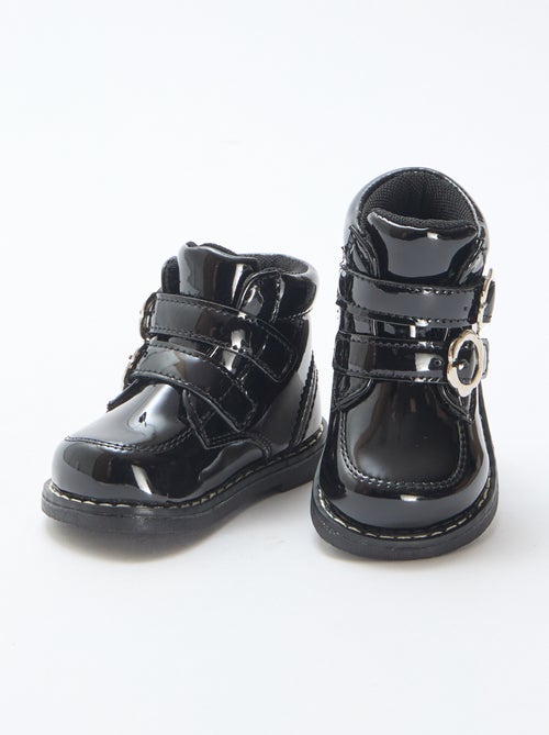 Boots vernies à scratchs - Kiabi