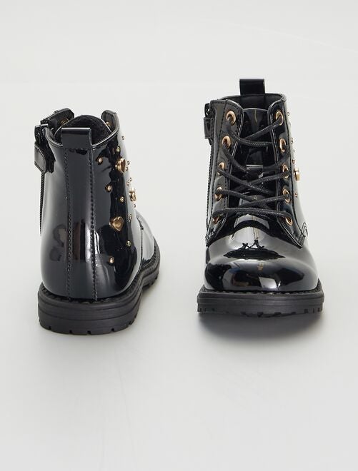 Boots vernis type rangers - Kiabi