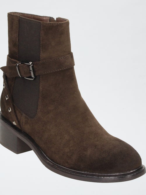 Boots zippées en suédine - Kiabi