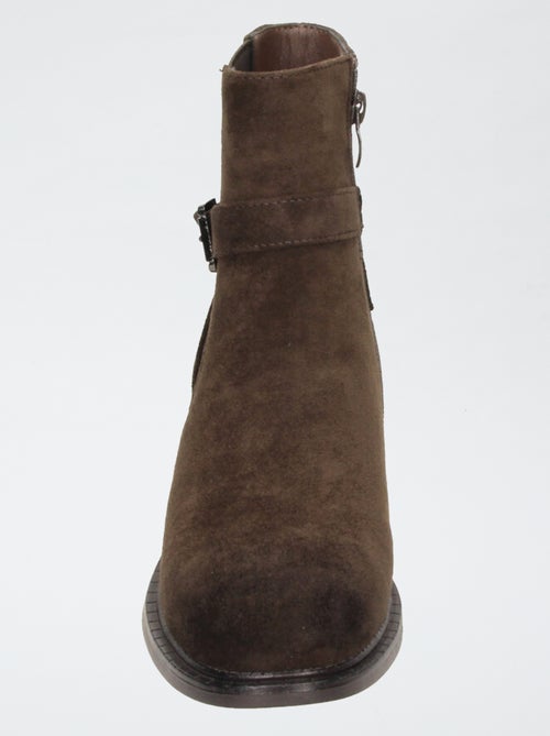 Boots zippées en suédine - Kiabi