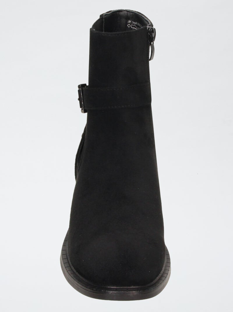 Boots zippées en suédine Noir - Kiabi
