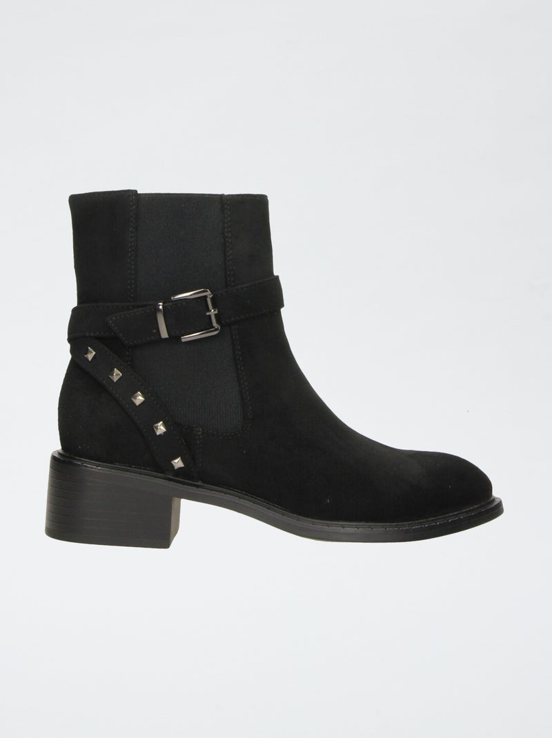 Boots zippées en suédine Noir - Kiabi