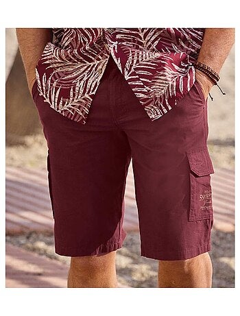 Bordeauxrode cargobermuda van canvas - ATLAS FOR MEN