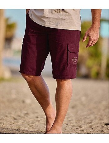 Bordeauxrode cargobermuda van canvas - ATLAS FOR MEN
