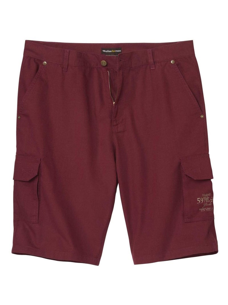 Bordeauxrode cargobermuda van canvas  - ATLAS FOR MEN Bordeaux - Kiabi