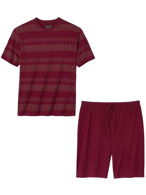 Bordeauxrode zomerpyjama met ronde hals - ATLAS FOR MEN - Kiabi