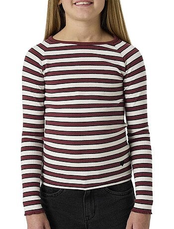 Bordeaux/wit t-shirt voor meisjes - gepersonaliseerd met naam i tala