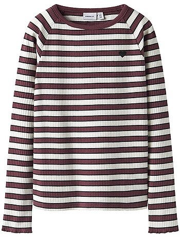 Bordeaux/wit t-shirt voor meisjes - gepersonaliseerd met naam i tala