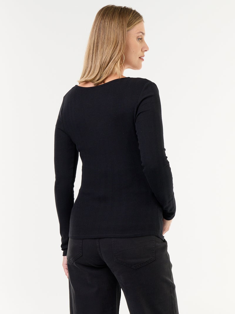 Borstvoeding T-shirt met cache-coeurhals Zwart - Kiabi